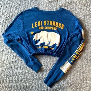 Levi Strauss Co. Custom made Crop Top Long Sleeve Blue /White/Yellow